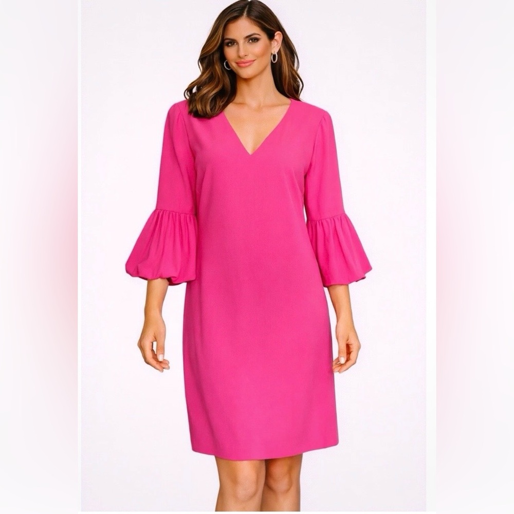 NWT Trina Turk Surprising Dress Vibrant Pink Crepe Size 12